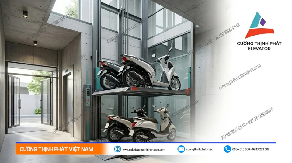 Thang máy nâng xe máy là giải pháp vận chuyển tối ưu cho nhà phố và chung cư mini