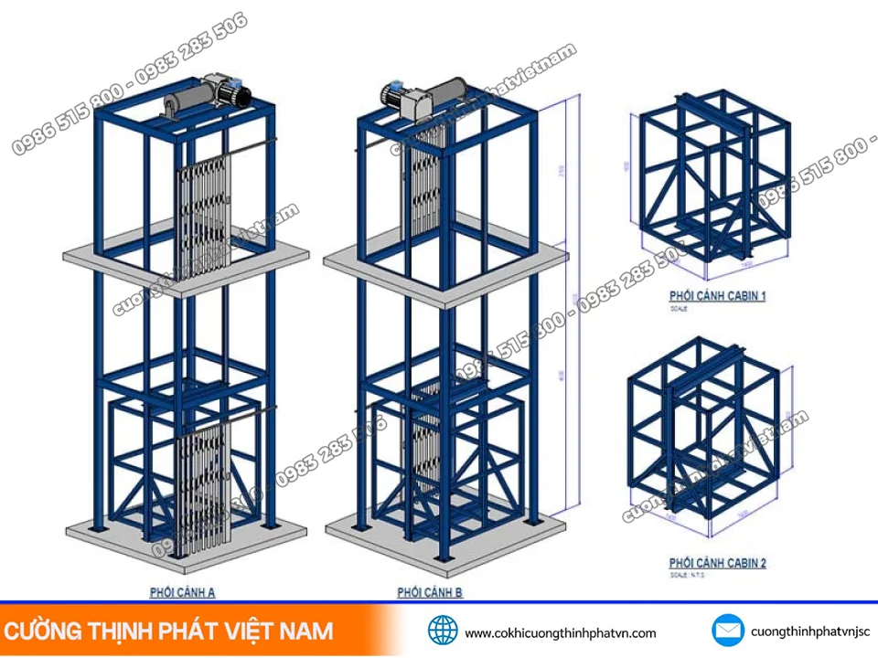 Cấu tạo và công nghệ thang máy tải hàng chuyên dụng