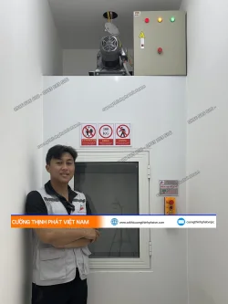 Lắp thang máy tải hồ sơ cho ngân hàng Eximbank Lê Văn Sĩ, Quận 3